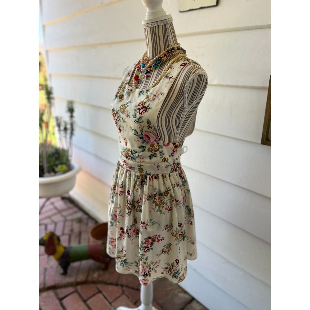 Vintage Wet Seal Pinafore Piny Style Floral Dress Size L Core Y2K Fairy Prairie